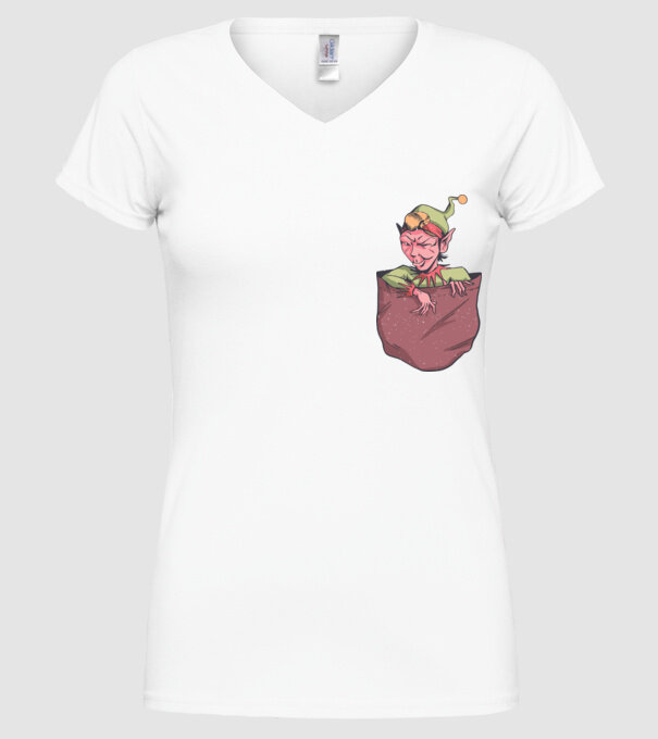 Elf de buzunar model alb pe tricou