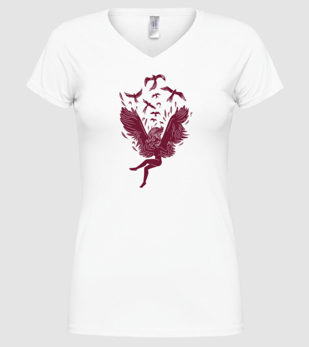 Îngerul care cade model alb pe tricou