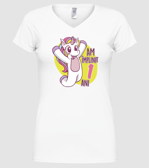 Am împlinit 1 an model alb pe tricou