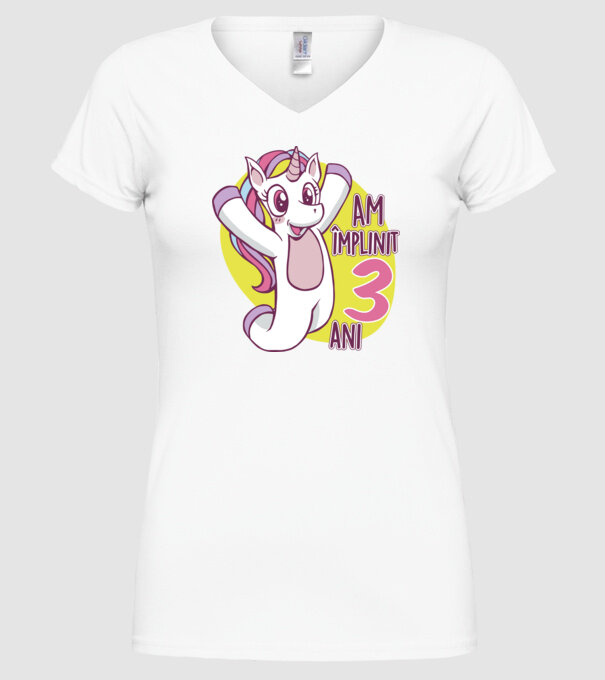 Am împlinit 3 ani model alb pe tricou