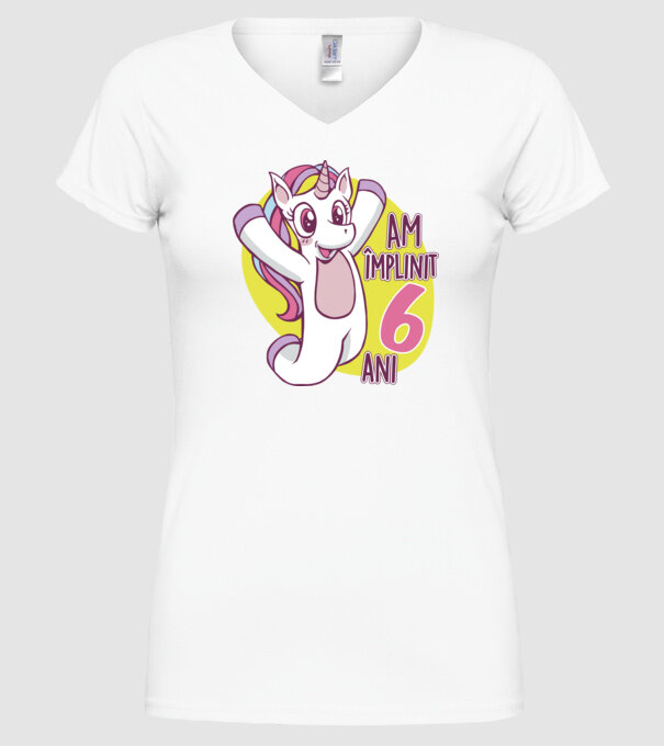 Am împlinit 6 ani model alb pe tricou