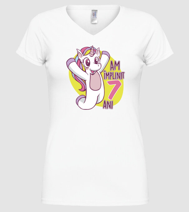 Am împlinit 7 ani model alb pe tricou