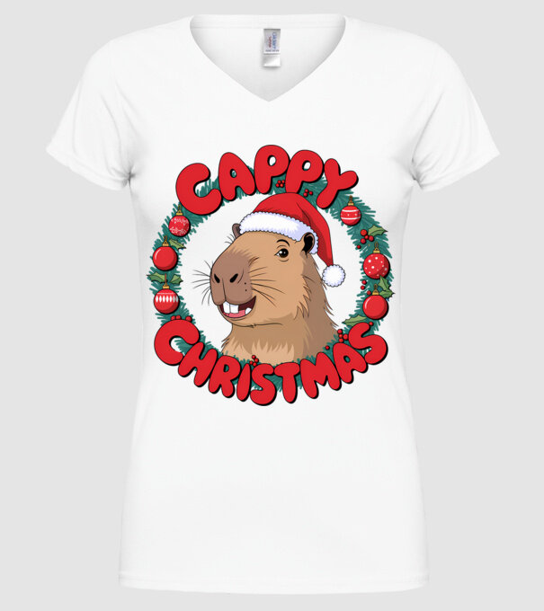 Cappy Christmas 1 model alb pe tricou