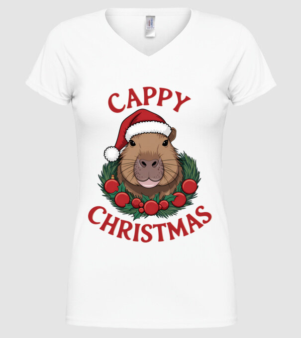 Cappy Christmas 2 model alb pe tricou