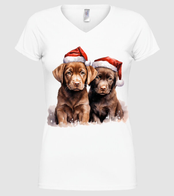 Catelusi Craciun Alb model alb pe tricou