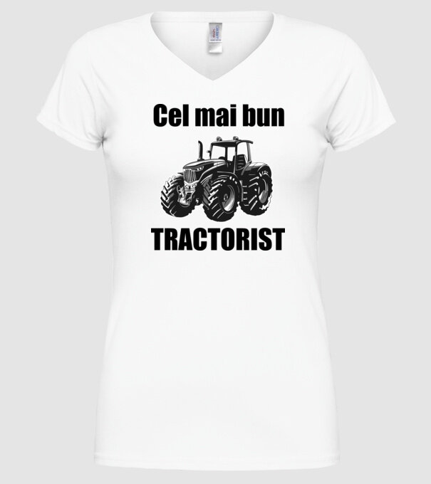 Cel mai bun tractorist model alb pe tricou