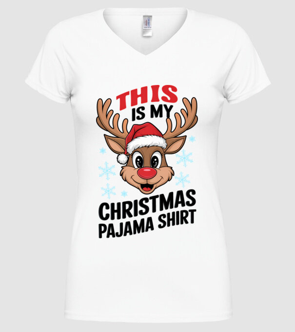 Christmas Pajama Reindeer Alb model alb pe tricou