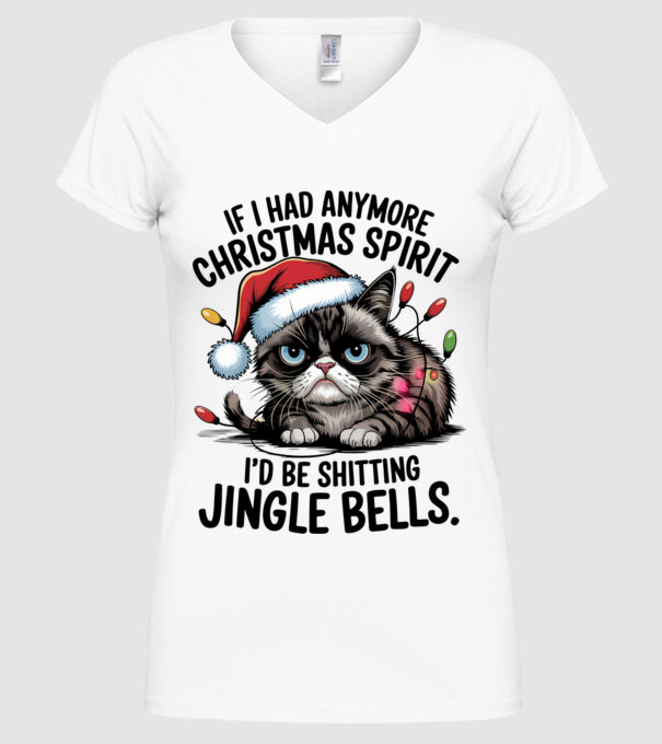 Christmas Spirit Grumpy Cat Alb model alb pe tricou
