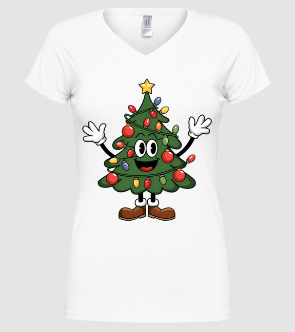 Copac de Crăciun drăguț model alb pe tricou