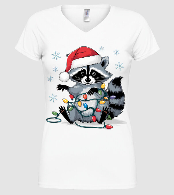 Crăciunul ratonilor Alb model alb pe tricou
