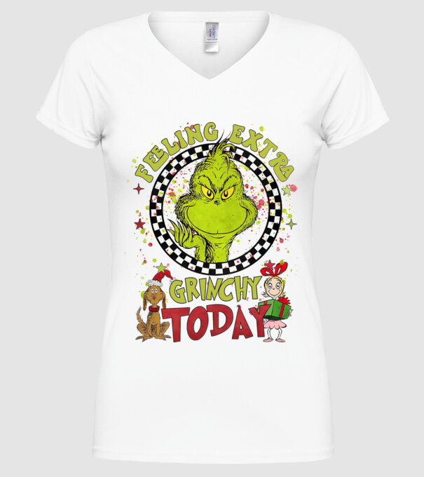 Feeling extra Grinchy today - Grinch model alb pe tricou