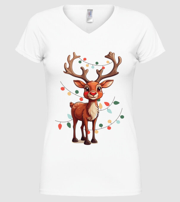 Festive Rudolph model alb pe tricou