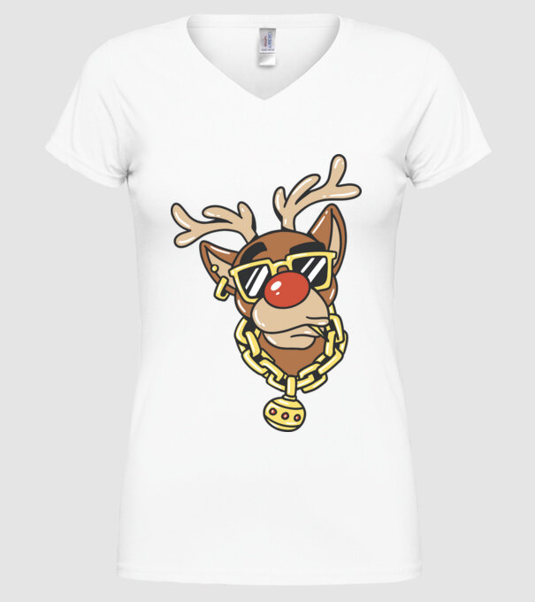Gangster Reindeer model alb pe tricou