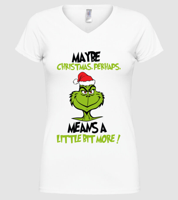 Maybe christmas - Grinch model alb pe tricou