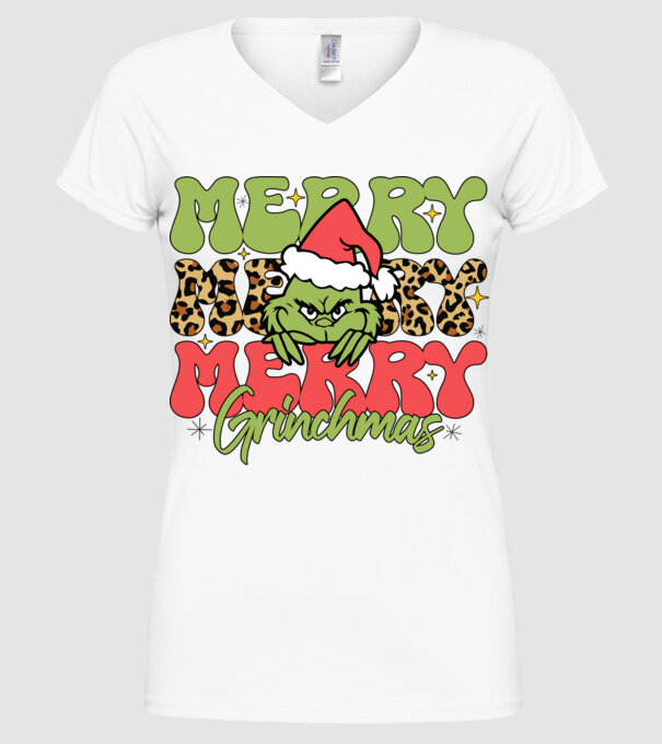 Merry Grinchmas model alb pe tricou
