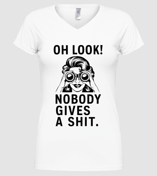 Nobody Gives a shit model alb pe tricou