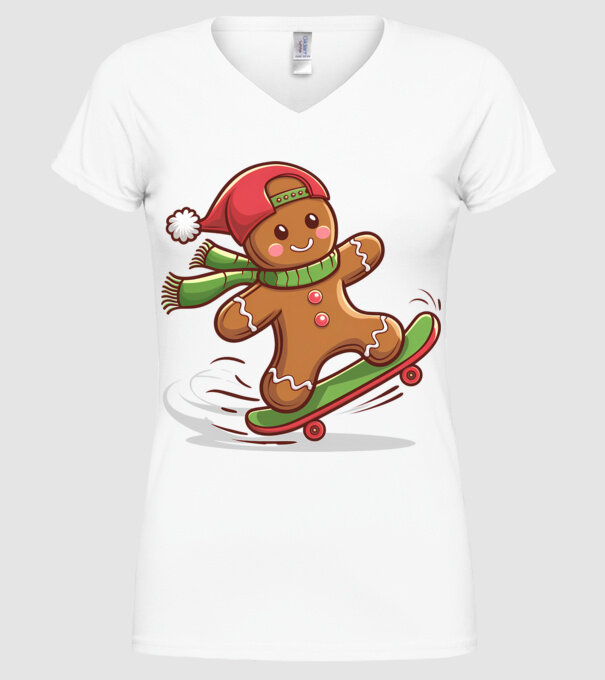 Patinator de turtă dulce model alb pe tricou
