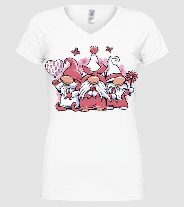 Pink christmas Gnomes model alb pe tricou