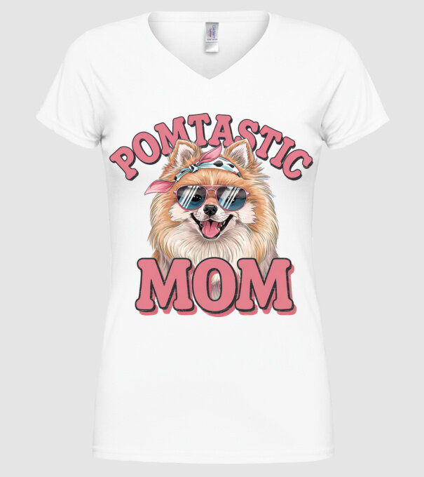 Pomtastic Mom model alb pe tricou