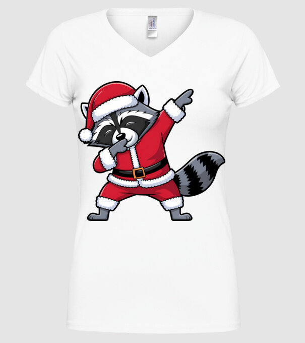 Raton Dab Xmas model alb pe tricou
