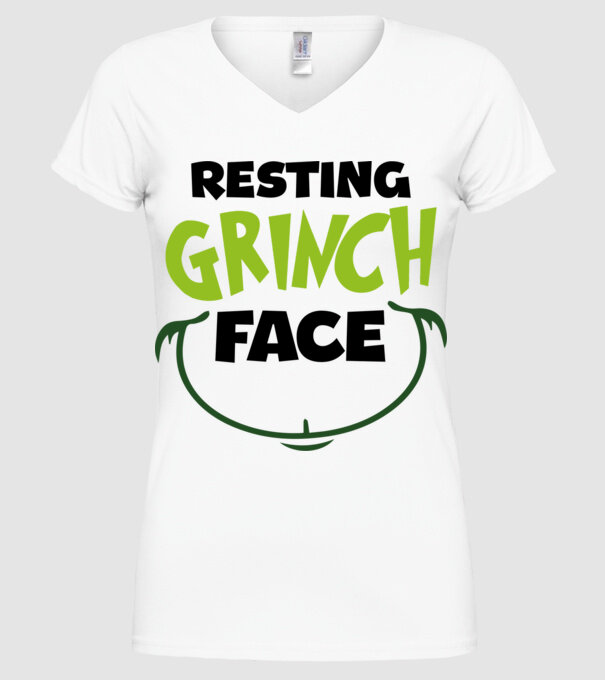 Resting Grinch face model alb pe tricou
