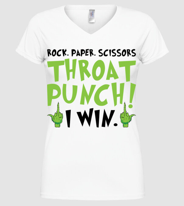 Rock paper scissors - Grinch model alb pe tricou