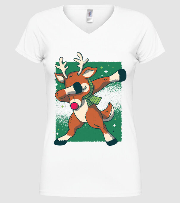 Rudolph DAB model alb pe tricou