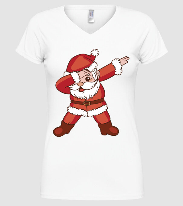 Santa Dab model alb pe tricou