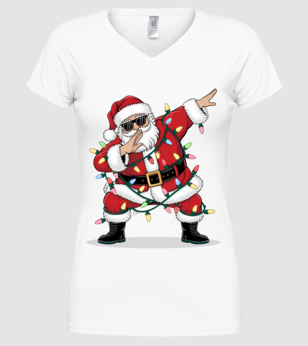 Santa Dab model alb pe tricou