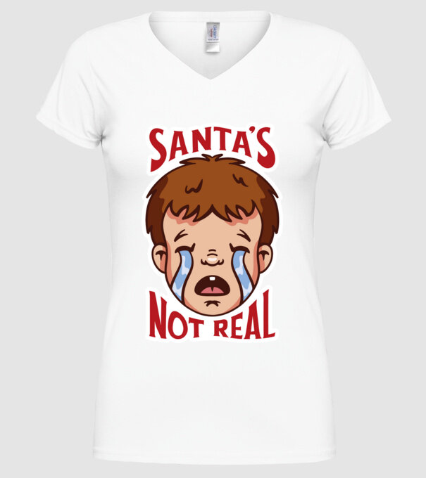 Santa's Not Real copil plângând model alb pe tricou