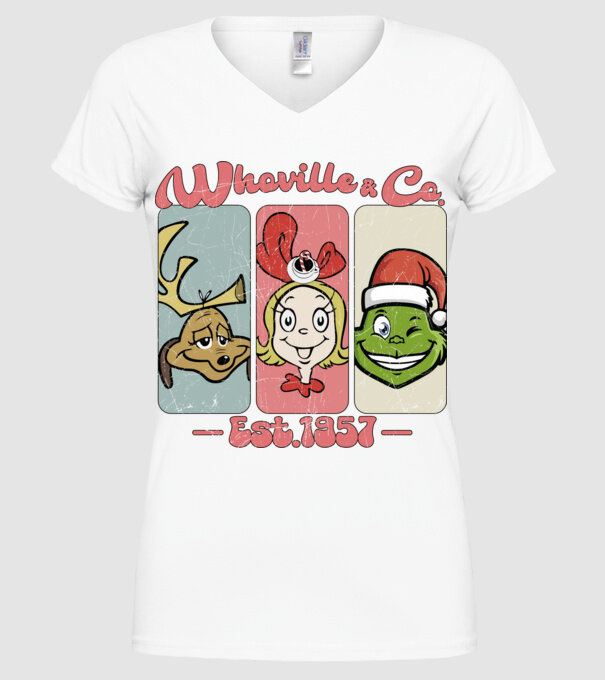 Whoville & Co - Grinch model alb pe tricou