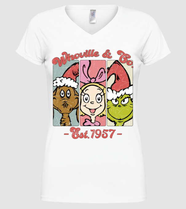 Whoville & Co. - Grinch model alb pe tricou