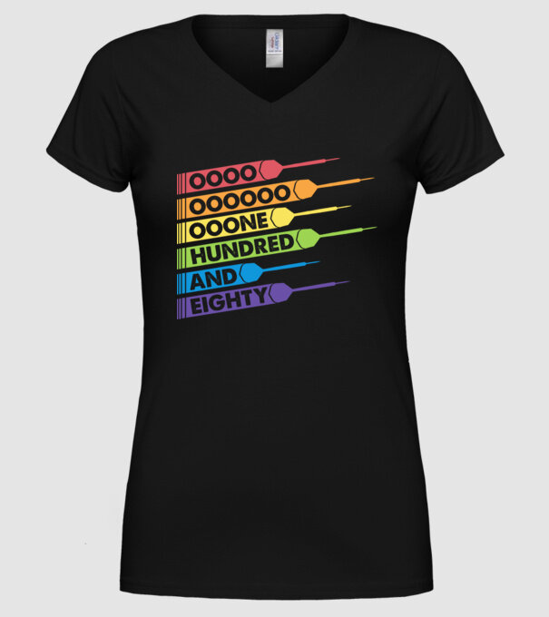 180 Darts Retro model negru pe tricou
