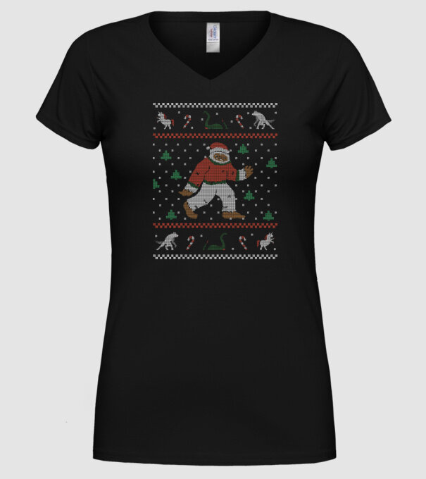 Ugly Sweater Yeti model negru pe tricou