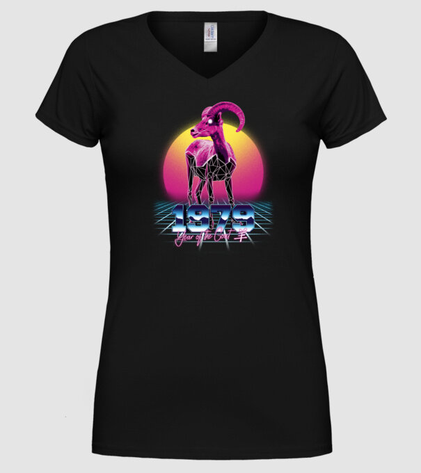 1979 Year of the Goat model negru pe tricou