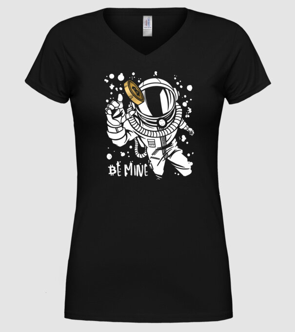 Bitcoin Astrounaut model negru pe tricou