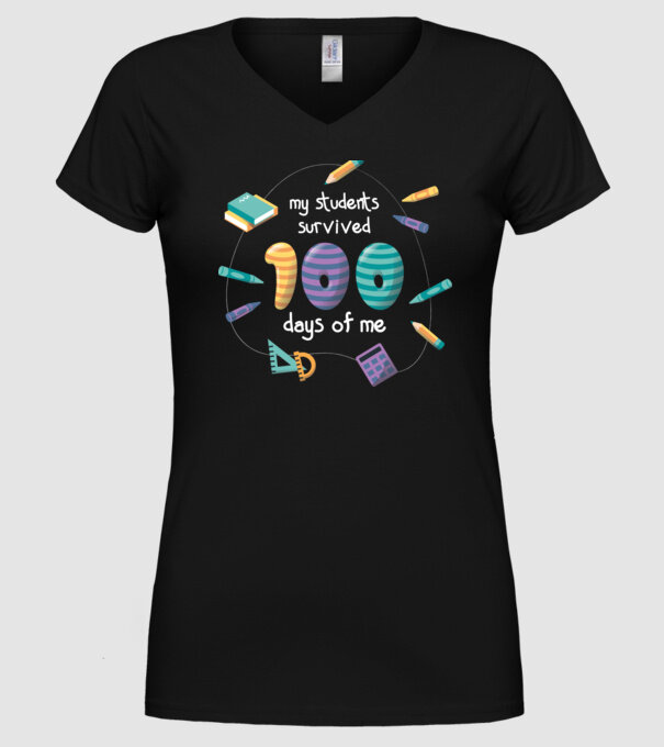 Elevii mei au supraviețuit 100 de zile cu mine model negru pe tricou