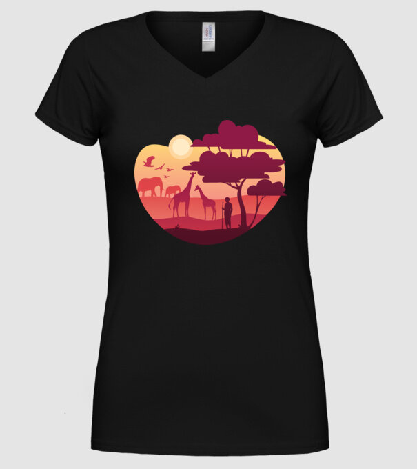 Peisaj african model negru pe tricou