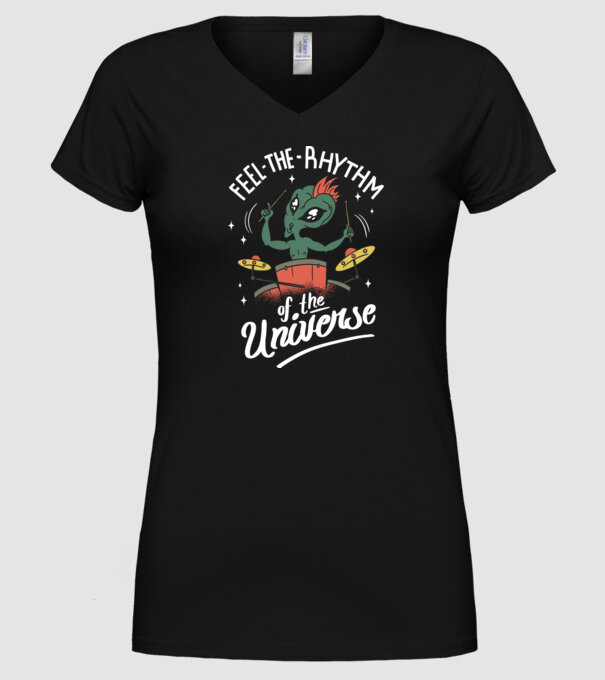 Alien baterist model negru pe tricou