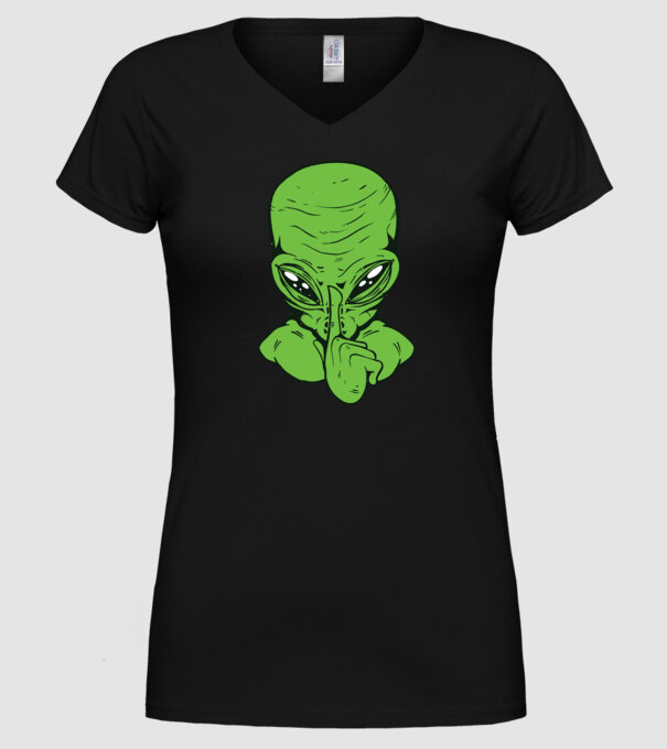 Alien Psst model negru pe tricou