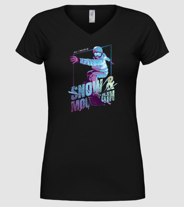 All I need is Snowboard model negru pe tricou