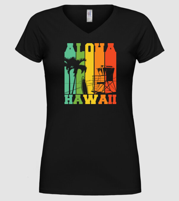 Aloha Hawaii model negru pe tricou