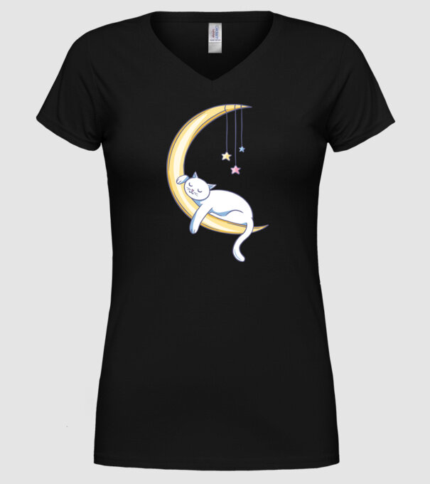 Pisicuța dormind model negru pe tricou