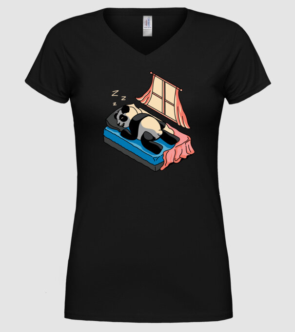 Panda dormind model negru pe tricou