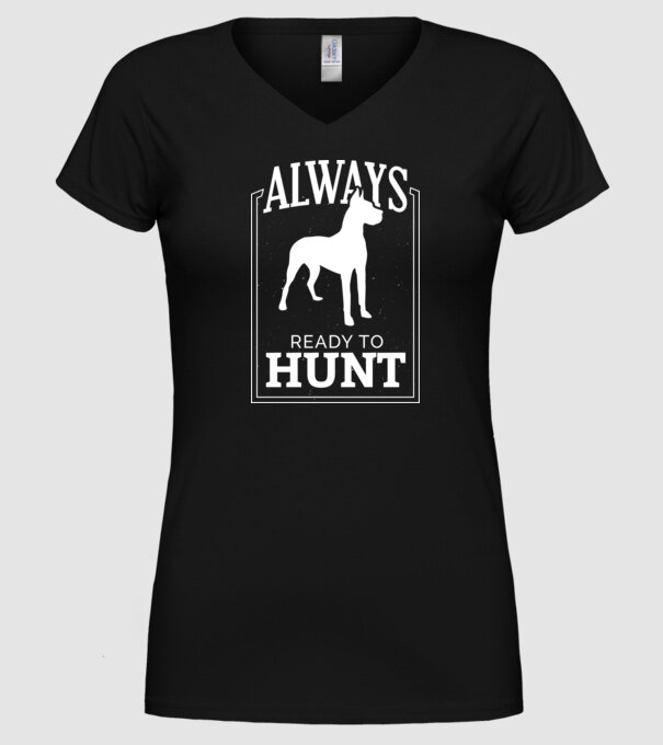 Always ready to hunt Câine de vânătoare model negru pe tricou