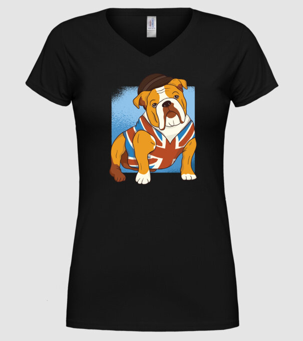 Bulldog englezesc model negru pe tricou
