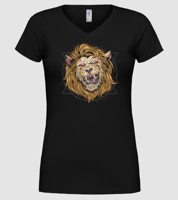 angry lion model negru pe tricou