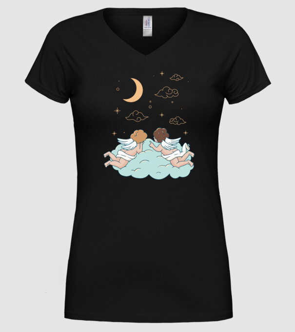 Îngeri model negru pe tricou