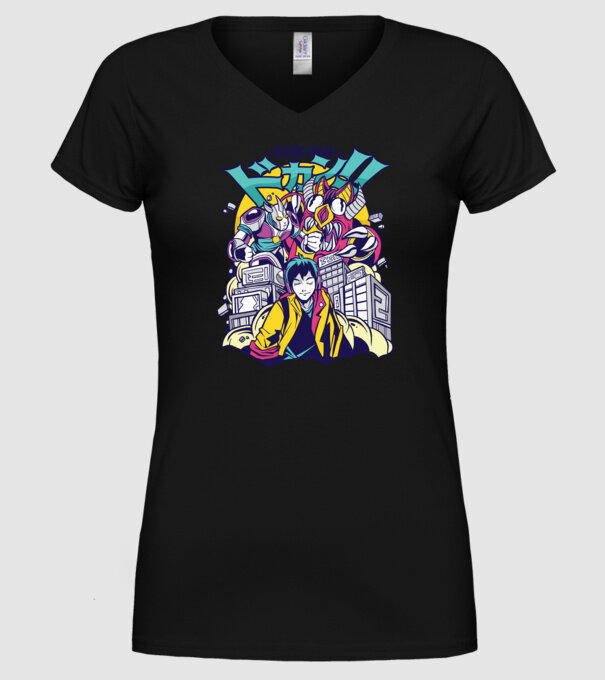 Anime Godzilla model negru pe tricou