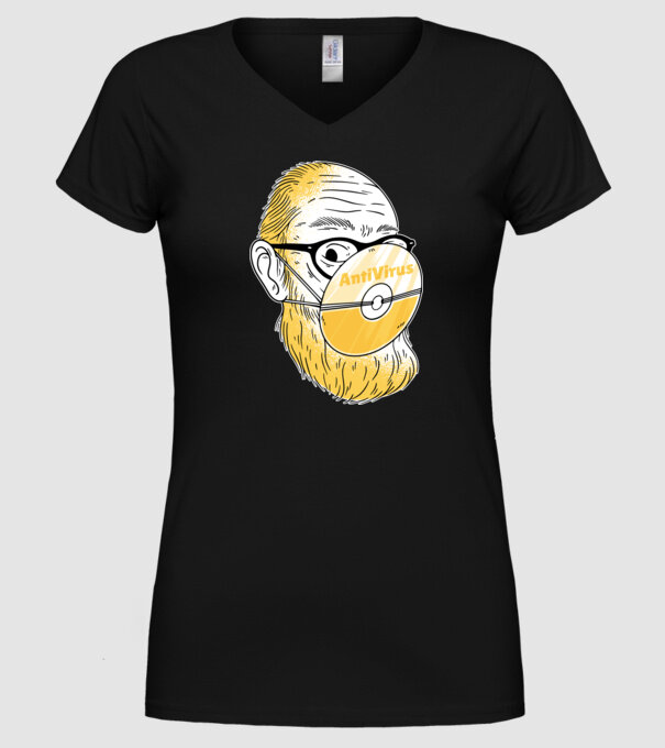 Antivirus model negru pe tricou